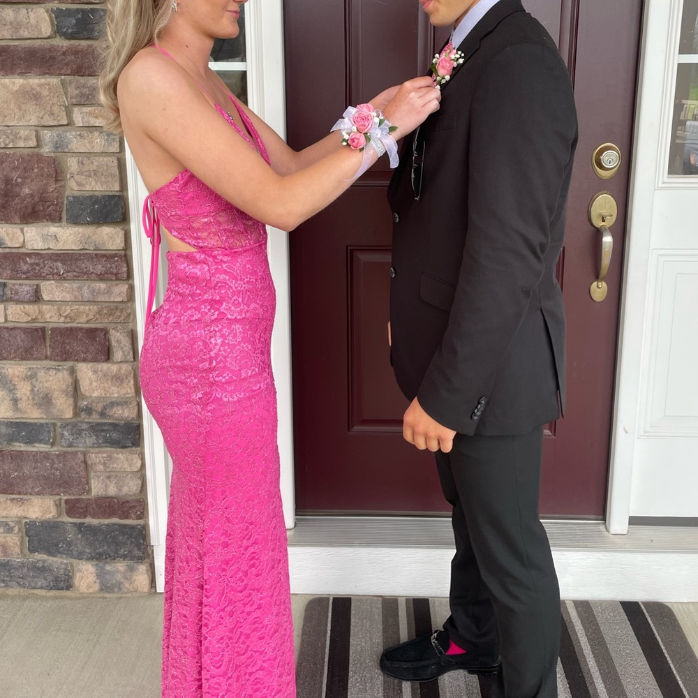 Size 1 pink floral lace prom dress